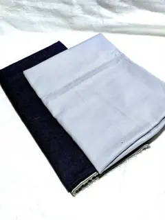 ダークブルー・紺 デニム生地とグレー生地 2点セット