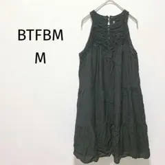❤BTFBM ノースリーブ ティアードワンピース レース ブラック M