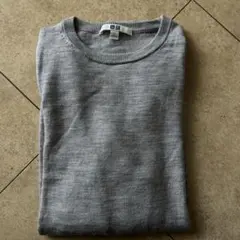 新品　エクストラファインメリノクルーネックセーター　グレー　Lサイズ