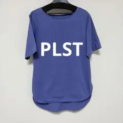 PLST 半袖 カットソー パープル ブルーラウンドネック　Lのサムネイル