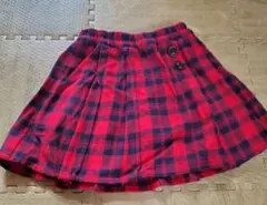 赤と黒のチェック プリーツスカート　100