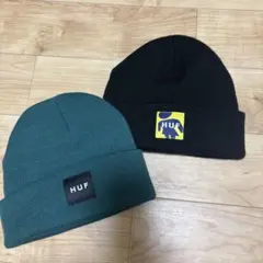 HUF ニット帽 2点セット グリーン ブラック