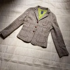 美品 ギャップ テーラードジャケット サイズ0 千鳥格子 くるみボタン