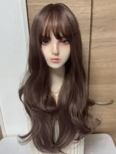 ブラウン ロングウェーブウィッグ 前髪あり ウィッグ ロング ウェーブ カール ハニー ブラウン フルウィッグ 医療