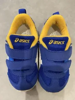 asics キッズシューズ 青/黄色 ベルト付き