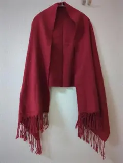 【フォロー割5%オフ❗️ほぼ未使用】ストール　大判　冬　ショール　ワインレッド