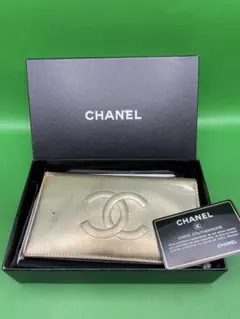中古CHANELシャネル長財布ココマーク ギャランティカードゴールド 