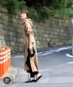 FREAK’S STORE　サイドスリットフード付きベージュロングワンピース