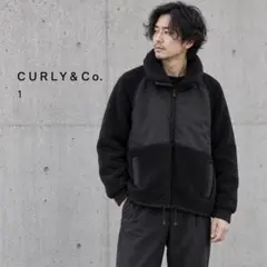 美品 CURLY&Co. ボア切替 ジップブルゾン 黒 日本製 メンズ フリース