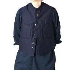 45R45rpm 薄バックサテン　908ベスト　インディゴ　新品未使用タグ付