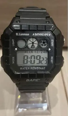 キ*グ様 A BATHING APE デジタル腕時計 ブラックのサムネイル
