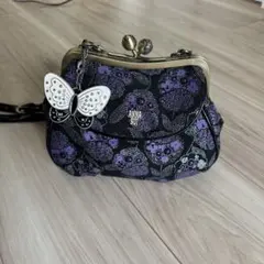 美品！ANNA SUI 蝶チャーム付　花柄ハンド、ショルダーバッグ　ナナメがけ