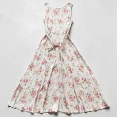 新品未使用✨ローラアシュレイ11 花 リボン 半袖 コットンワンピース