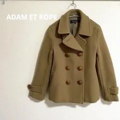 アダムエロぺ　ベージュ ウール ピーコート ダブルブレスト