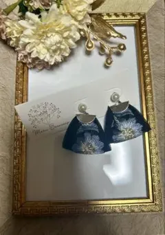 インド刺繍リボン ピアス