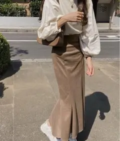 LAUIR スリットマーメイドロングスカート　秋冬もっちり素材