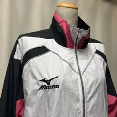 MIZUNO ウィンドブレーカー　男女兼用 Lサイズ ホワイト×ブラック×ピンク