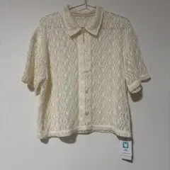 【新品タグ付き】ユナイテッドアローズ　レースハーフスリーブシャツ　ホワイト
