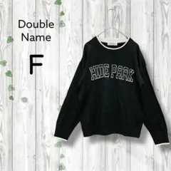 ダブルネーム　double name　長袖セーター　ビッグロゴ　クルーネック　黒のサムネイル