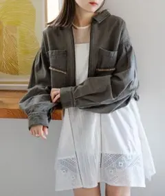 デニムダブルZIPクロップドジャケット