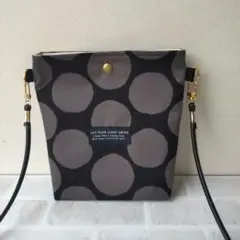ハンドメイド ちょっとそこまでショルダー ノーマル ドット 黒×グレー