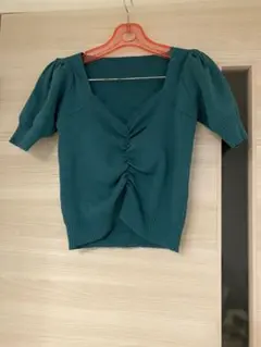 【GRL】フロントギャザーショート丈ニットトップス[yz603d]