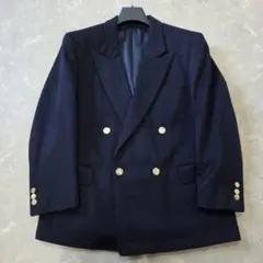【カシミヤ100%】紺ブレ　金ボタン　ダブル　起毛　フランネル　4ボタン　日本製