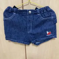 デニムショートパンツ ウサギ刺繍付き　ミキハウス　120