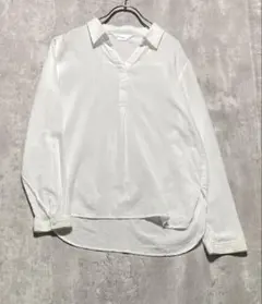 Navy スキッパーシャツ ホワイト 長袖