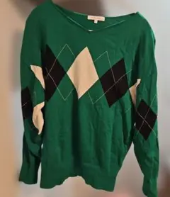 グリーン アーガイルニット Lサイズ
