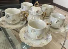 レトロ アンティーク ティーポット カップ ソーサー ティーカップ 6点セット