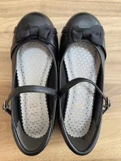 avv リボン付き ブラックフォーマルシューズ21cm