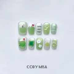 グリーン系果物デザインネイルチップセット