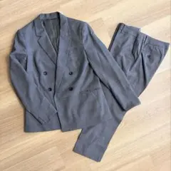 ダブルブレスト ビジネススーツ グレーチェック 42