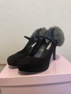 DIANA ブラック スエード パンプス ヒール10cm