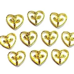 十字架 ハート メタル パーツ ネイル パーツ デコ 韓国　クロス バレンタイン