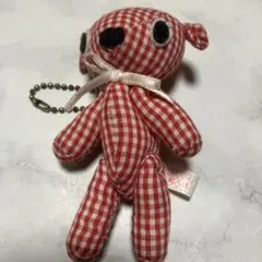 昭和レトロ・ジャングルジム社　ギンガムチェック クマ　ボールチェーン