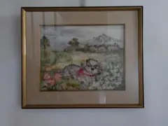 猫とチューリップの絵画 額縁入り 猫とチューリップの絵画 額縁入り - メルカリ