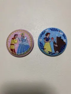 ディズニー　刺繍缶バッジ２点セット(シンデレラ・白雪姫)