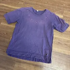 quolt 紫色 刺繍入り Tシャツ サイズ2