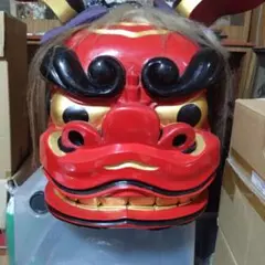 BK563 獅子頭一対 雄雌セット 獅子頭 木彫 獅子舞 縁起物 祭り - メルカリ