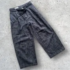 美品✨ZARA【S-M相当】ワイドパンツ インディゴ タック ／バギーデニム