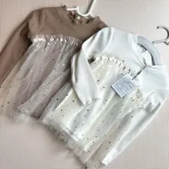 cottoli チュール　リブトップスセット　90 お揃い　双子コーデ