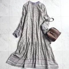 アーバンリサーチドアーズ ロングワンピース 花柄 ゆったり グレー パープル