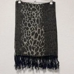 ヒョウ柄　マフラー　大判ストール　フリンジ　ブラウン　ブラック　ベージュ