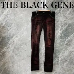 LGB デニムパンツ ブラックレッド ペイントダメージ加工 タグ無し 