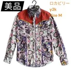 美品 CACTUS ペイズリー総柄 ウエスタン M ロカビリー y2k 派手柄のサムネイル