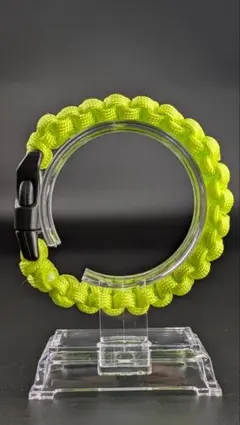 【ふんわり】【コブラ編み】蛍光グリーン パラコード ブレスレット