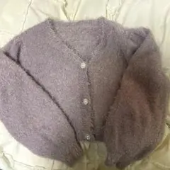 NOEMIE ピンクフェザーニットカーディガン