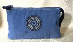 キプリング　ブルーグレー　ポーチ ロゴ付き